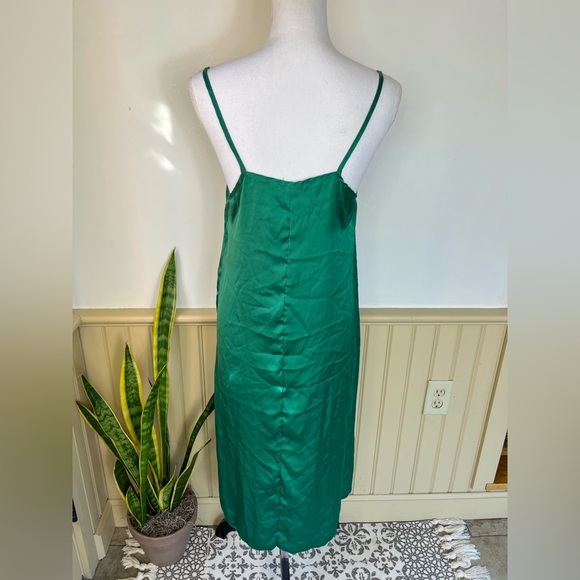 Anthropologie See You Monday Satin Slip Dress M Green Midi Fairycore Balletcore - Picture 6 of 11